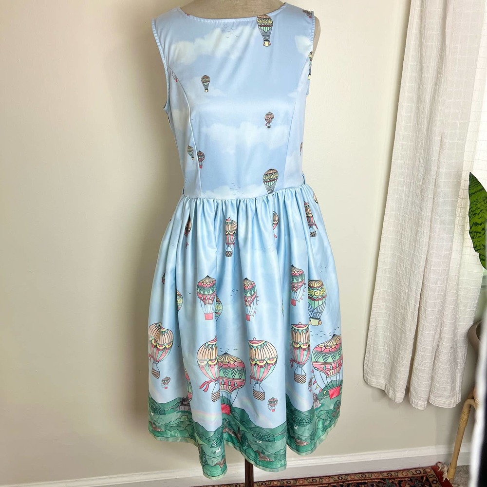 Lindy Bop Light Blue Hot Air Balloon Swing Dress